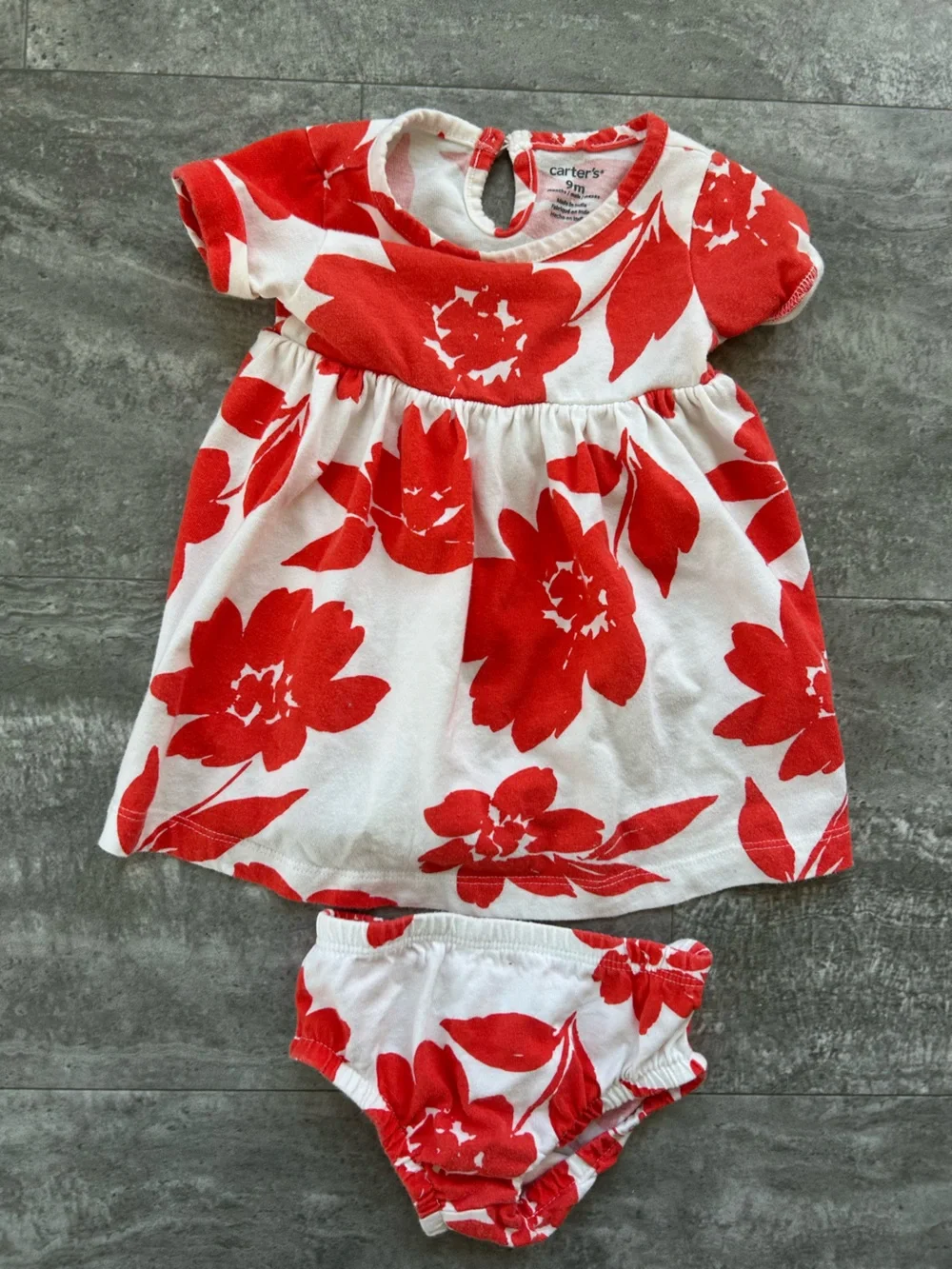 Kids Floral Dress in Red and White